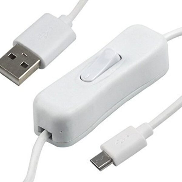 Cable USB to Micro USB with On/Off Switch 1m White